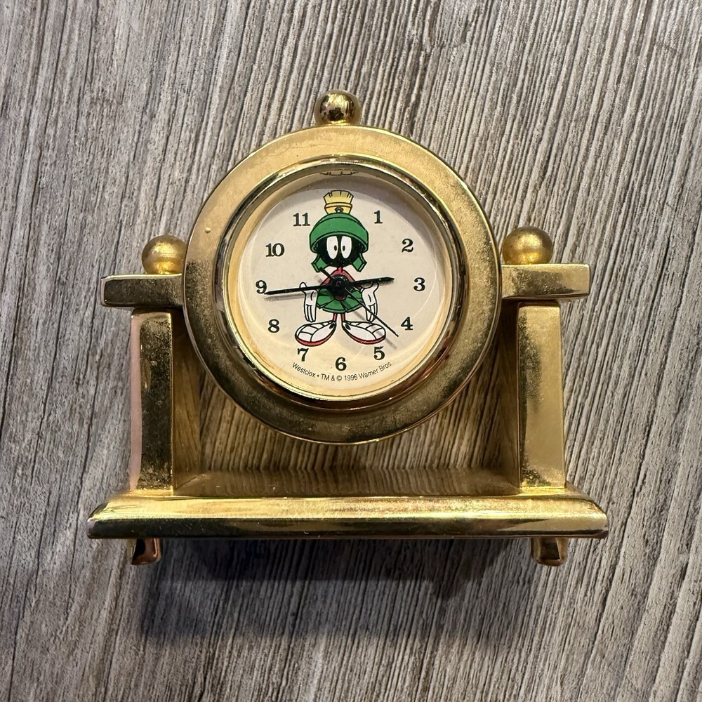 Westlox Vintage 1996 Looney Tunes Marvin The Martian Mini‎ Mantle Clock